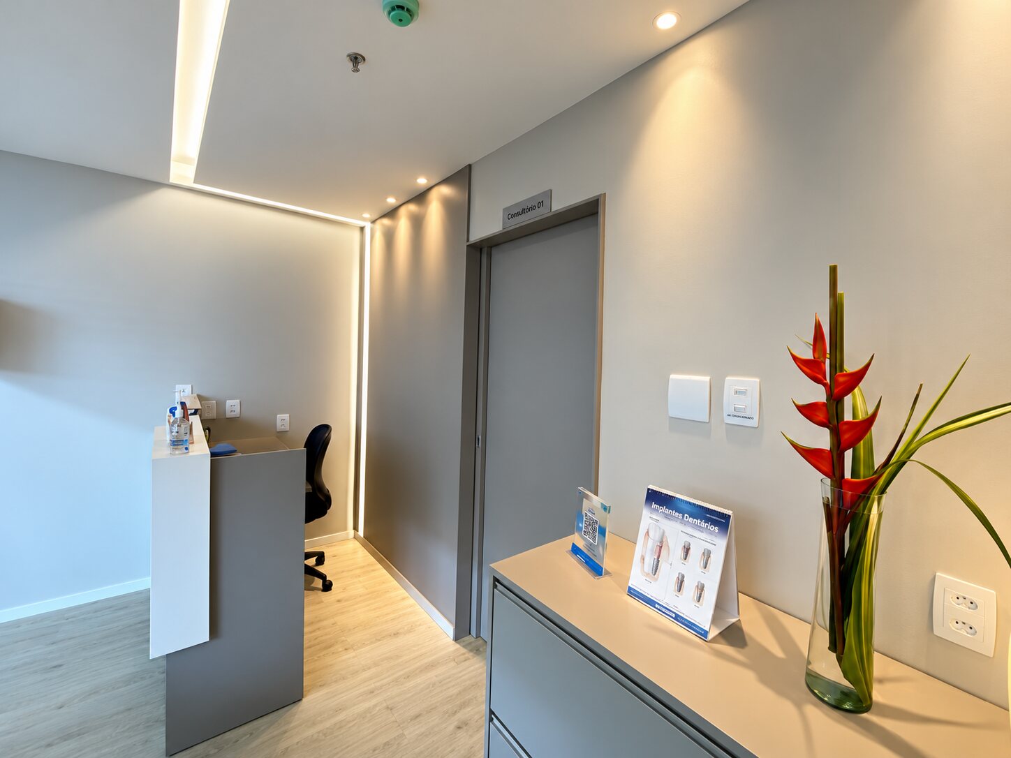 Recepção e acesso ao consultório da Odonto Aldeia Prime